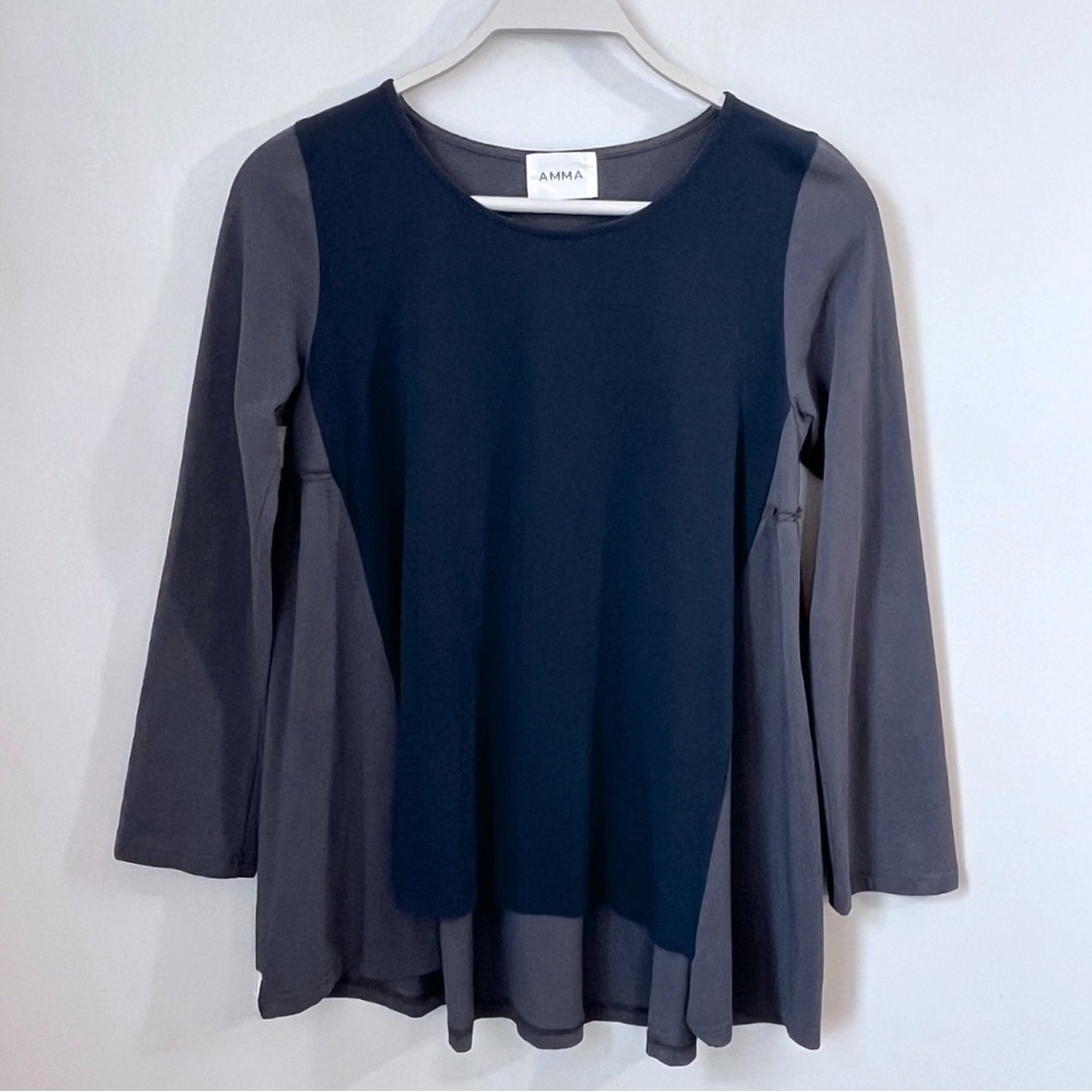 AMMA Long Sleeve Colorblock Tunic Top